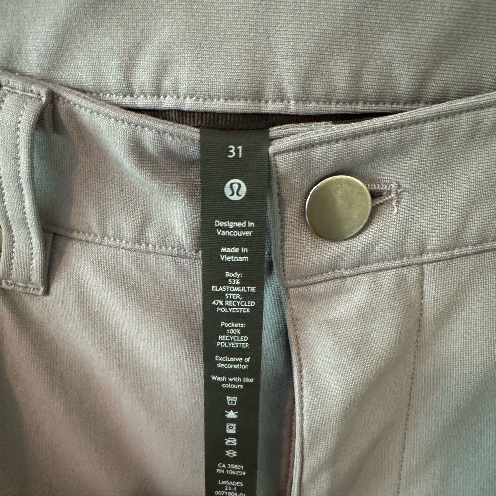 Lululemon Men’s Commission Pants Grey 31x32 - Picture 2 of 5